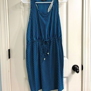 Blue and Turquoise striped Soprano dress.